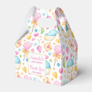 Caixinha De Lembrancinhas Corações e Cupcakes Padrão de Aquarela Anivers
