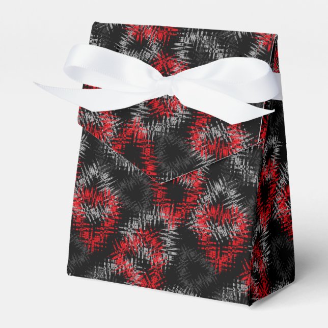 Caixinha De Lembrancinhas Corações partidos, vermelho e cinzas em fundo negr (Frente)