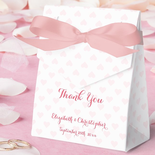 Caixinha De Lembrancinhas Corações Rosa em Letra Elegante Personalizada DIY (DIY Custom Personalized Elegant Script Pink Hearts Favor Boxes)