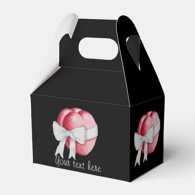 Caixinha De Lembrancinhas Corações vermelhos amarrados com fita branca para  (Frente)