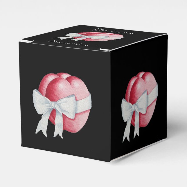 Caixinha De Lembrancinhas Corações vermelhos amarrados com o casamento da fi (Frente)