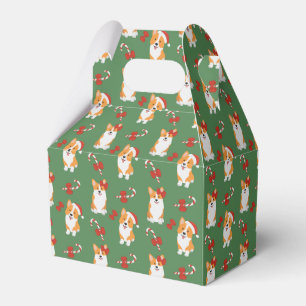 Caixinha De Lembrancinhas Corgi Christmas Candy Cane Pattern