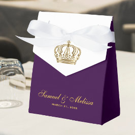 Caixinha De Lembrancinhas Coroa Dourada Casamento Roxo Real