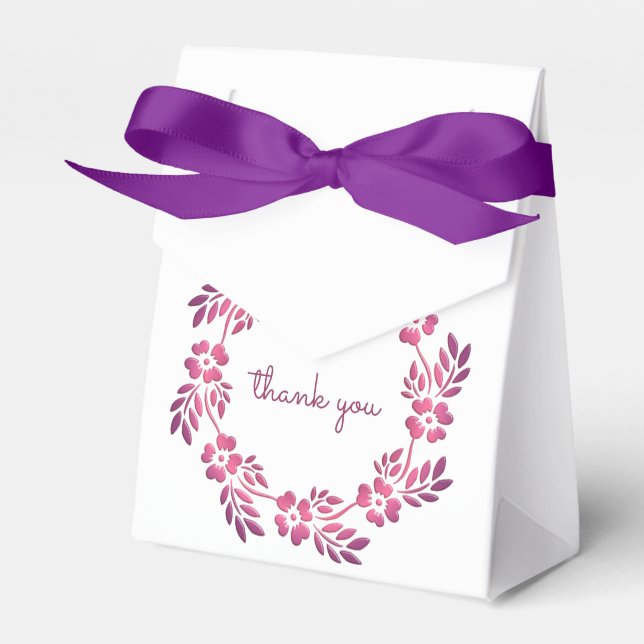 Caixinha De Lembrancinhas Coroa Floral Retro - Obrigado (Frente)