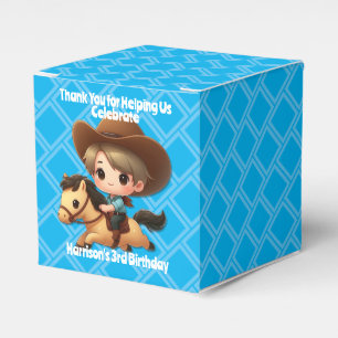 Caixinha De Lembrancinhas Cowboy e Cavalo - Azul de Aniversário Ocidental