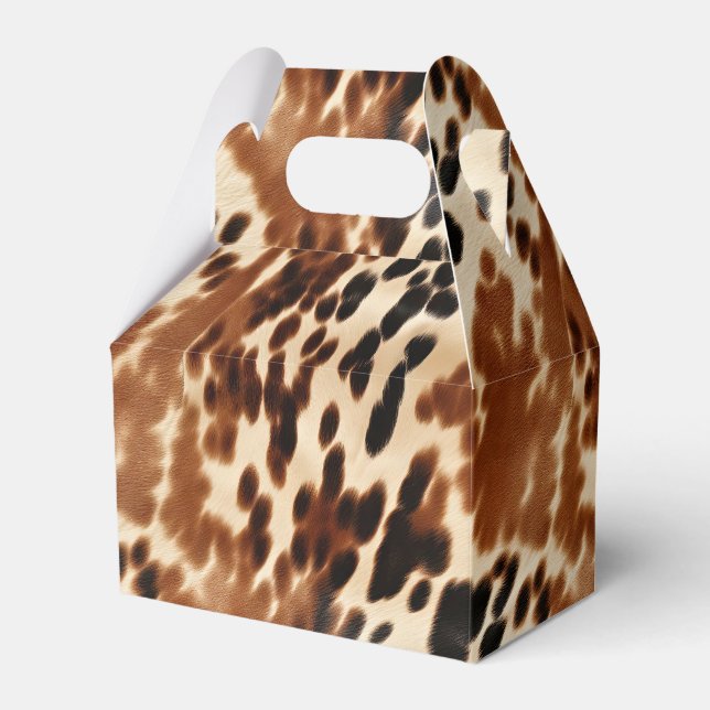 Caixinha De Lembrancinhas Cowboy Ocidental Cream Brown Black Cowhide (Frente)