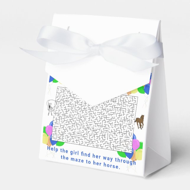 Caixinha De Lembrancinhas Cowgirl e Horse Maze com Balões Obrigado (Frente)