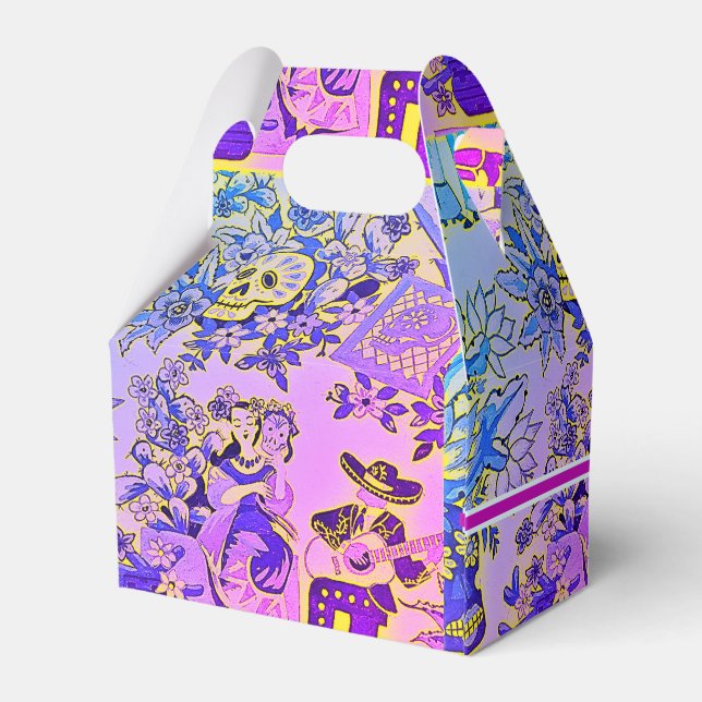 Caixinha De Lembrancinhas Crânios De Açúcar Divertidos Hispânicos Fiesta Ind (Verso)