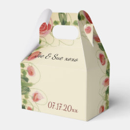 Caixinha De Lembrancinhas Cream Borgonha Verde E Rosa