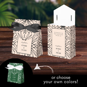 Caixinha De Lembrancinhas Creme Boho Único e Padrão Preto