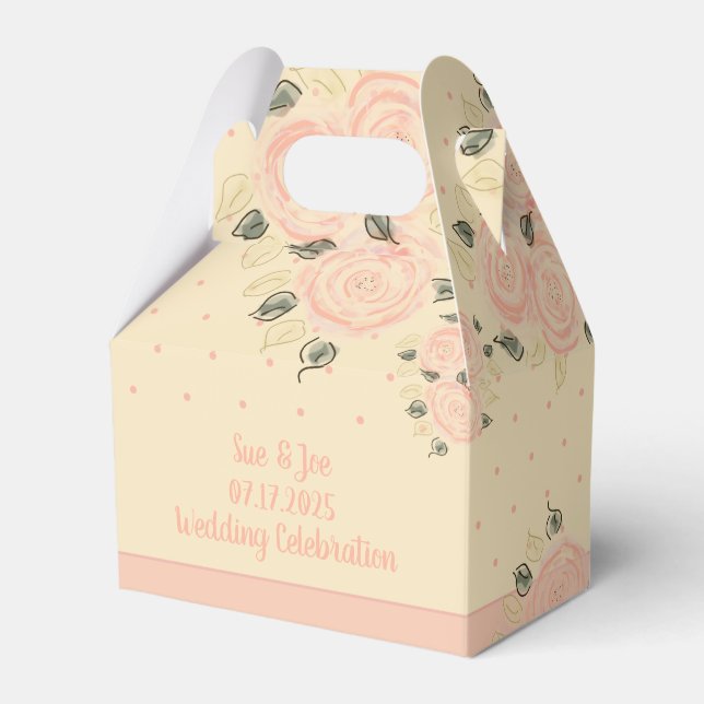Caixinha De Lembrancinhas Creme Peach e Bolinhas rosa (Frente)