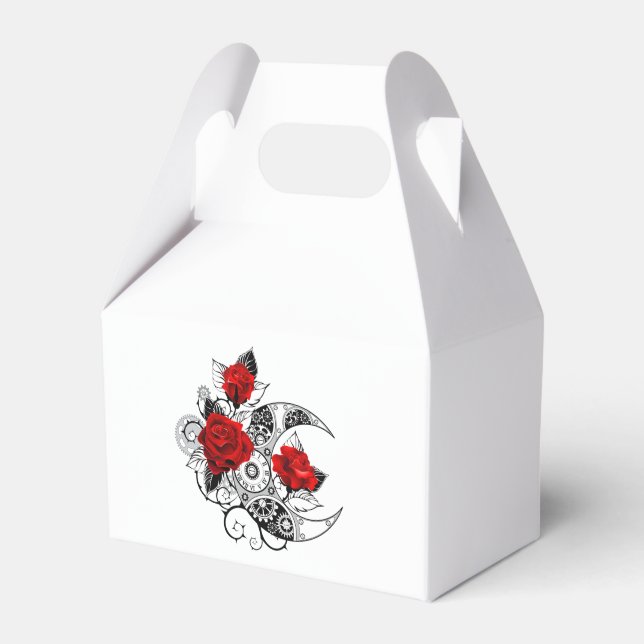 Caixinha De Lembrancinhas Crescente Mecânico com Rosas vermelhas (Frente)