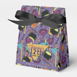 Caixinha De Lembrancinhas Crianças Roxo Retro Witchy Halloween Aniversário