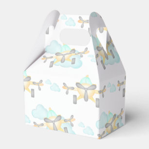 Caixinha De Lembrancinhas Crianças Voando Avião Amarelo Aniversário