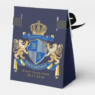 Caixinha De Lembrancinhas Criar seu próprio emblema Dourado azul do leão d