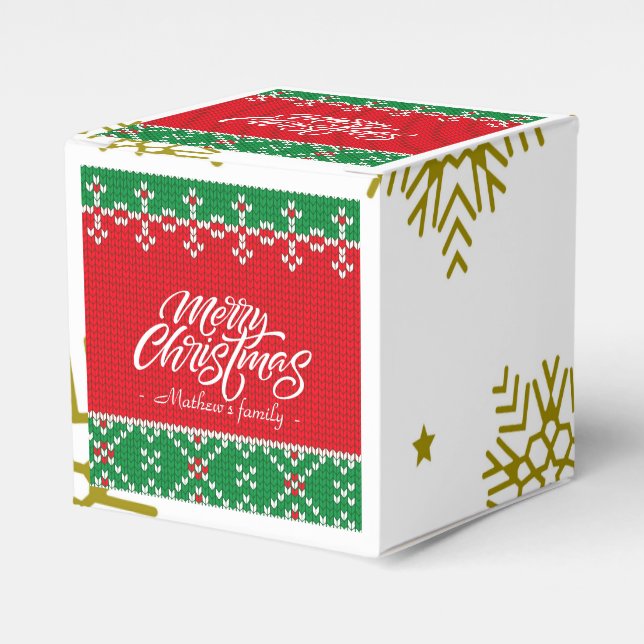 CAIXINHA DE LEMBRANCINHAS CRISTÃOS DE FELIZ VERMELHA DA FAMÍLIA PERSONALIZAD (Frente)