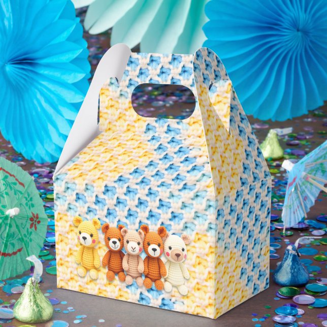 Caixinha De Lembrancinhas Crocheted Stuffed Animals Blue and Yellow (Festa)