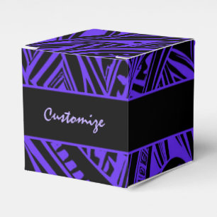Caixinha De Lembrancinhas Cubo De Abstrato Tribal Preto E Roxo