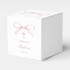 Caixinha De Lembrancinhas Cubo de Batismo com Laço Rosa Aquarela