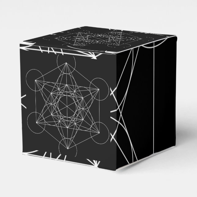 Caixinha De Lembrancinhas Cubo de Metatron Preto & Branco (Frente)