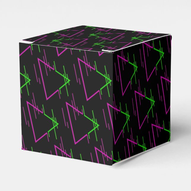 Caixinha De Lembrancinhas Cubo Geométrico de Neon Retro (Frente)