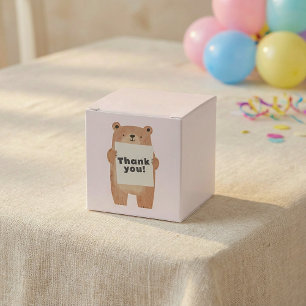 Caixinha De Lembrancinhas Cubo Urso Nome ou mensagem Sinalizar rosa