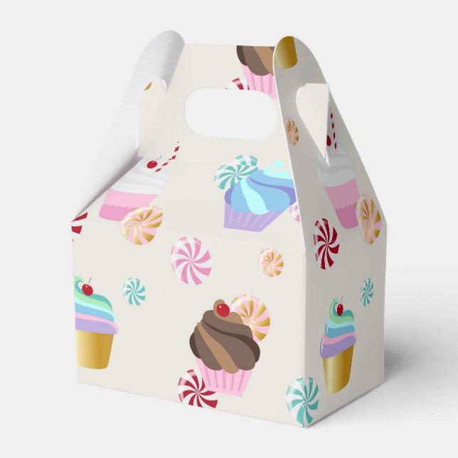 Caixinha De Lembrancinhas Cupcake bonito e padrão doce para Festa de anivers (Verso)