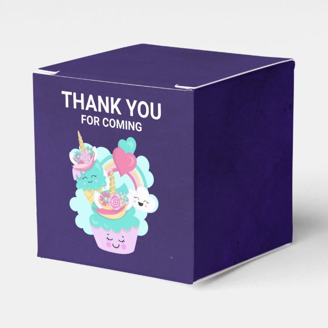 Caixinha De Lembrancinhas Cupcake bonito e Sorvete feliz Obrigado (Frente)