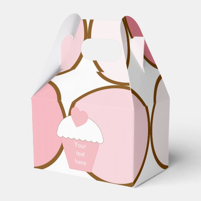 Caixinha De Lembrancinhas Cupcake e pontos rosa (Frente)