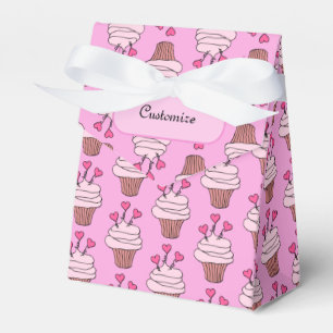 Caixinha De Lembrancinhas Cupcakes cor-de-rosa e brancos inclinados 2