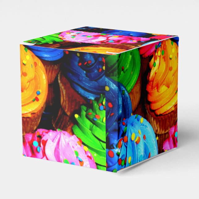 Caixinha De Lembrancinhas cupcakes vibrantes (Frente)