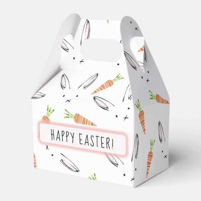 Caixinha De Lembrancinhas Custom Pink Bunny Rabbit and Carrot Pattern (Frente)
