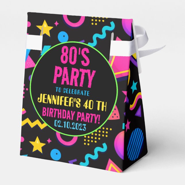 Caixinha De Lembrancinhas Custom Retro Neon 80’s Birthday – Fun Adult  (Verso)