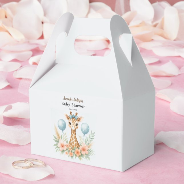 Caixinha De Lembrancinhas Cute Baby Giraffe Boy Baby Shower | Blue Safari (Casamento)