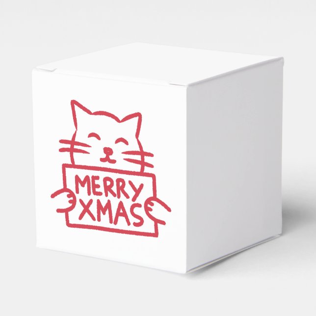 Caixinha De Lembrancinhas Cute Cat Merry Xmas Favor Box (Frente)
