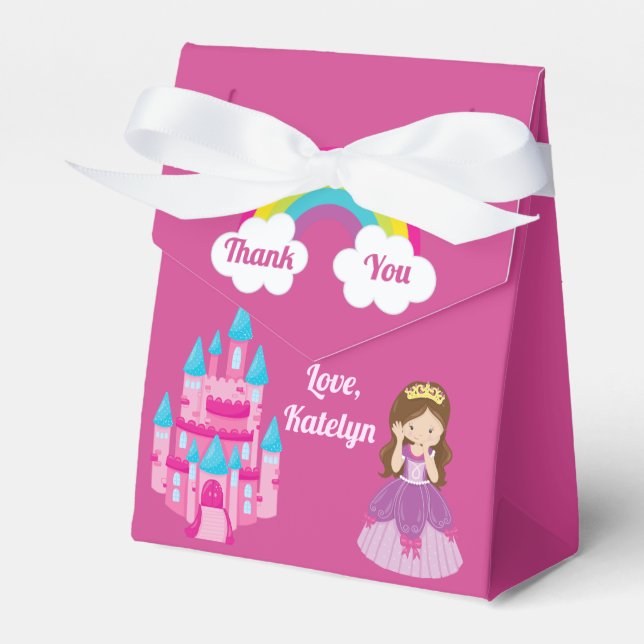 Caixinha De Lembrancinhas Cute Custom Pink Princess Birthday Party (Frente)