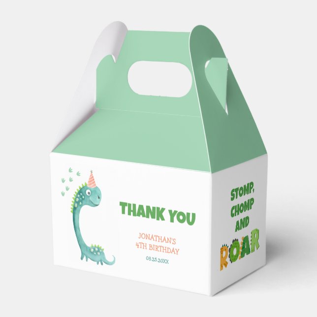 Caixinha De Lembrancinhas Cute Dinosaur Stomp Chomp Roar Birthday (Verso)