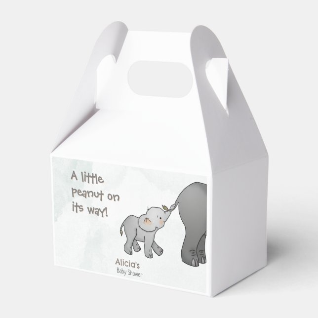 Caixinha De Lembrancinhas Cute Elephant Little Peanut On its Way Baby Shower (Frente)