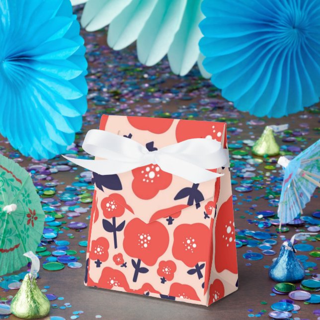 Caixinha De Lembrancinhas Cute Floral Seamless Pattern – Red Spring Flowers  (Festa)