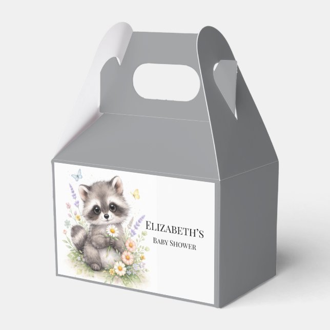 Caixinha De Lembrancinhas Cute Forest Baby Raccoon Baby Shower Favor (Frente)