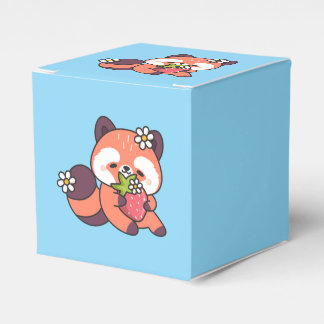 Caixinha De Lembrancinhas Cute Kawaii Red Panda with Strawberry