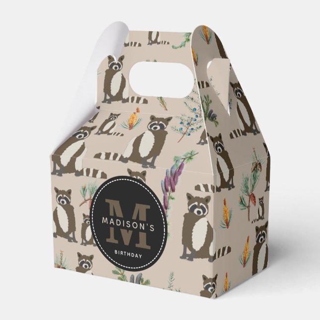 Caixinha De Lembrancinhas Cute Raccoon em Pine Forest Pattern (Frente)