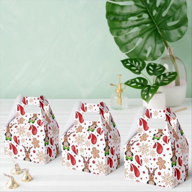 Caixinha De Lembrancinhas Cute Red Holiday Christmas Reindeer (Múltiplo)