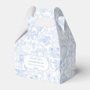 Caixinha De Lembrancinhas Cute Safari Toile de Jouy Blue Chá de fraldas Favo