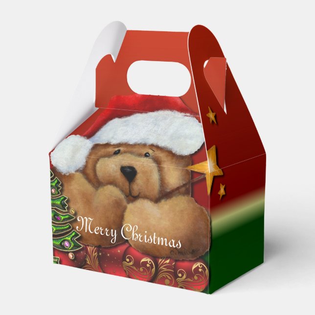 Caixinha De Lembrancinhas Cute Santa Bear Christmas Gable (Frente)