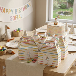 Caixinha De Lembrancinhas Cute Silly Goose Listras Pastel Gable de Aniversár