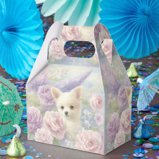 Caixinha De Lembrancinhas cute white puppy with flowers