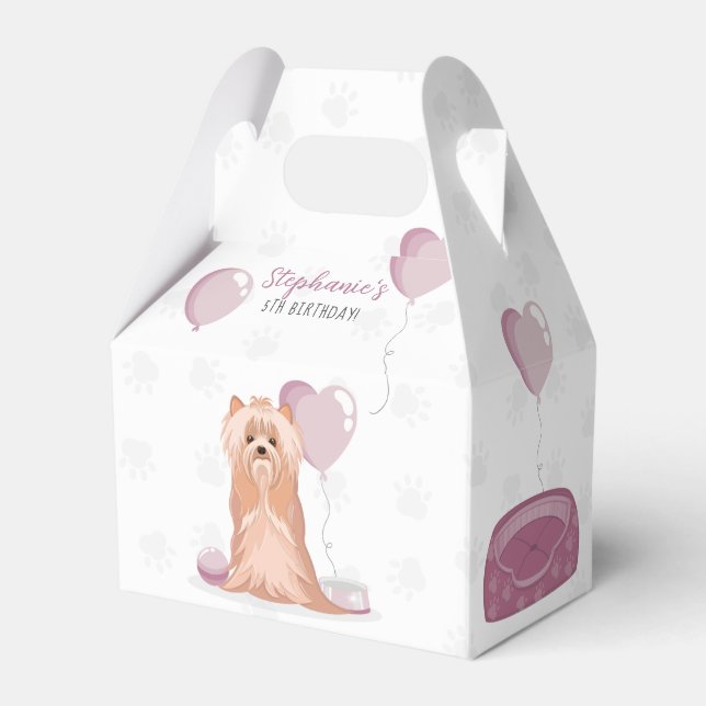 Caixinha De Lembrancinhas Cute Yorkshire Terrier Birthday (Verso)