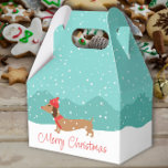 Caixinha De Lembrancinhas Dachshund Através da Neve Merry Christmas Gift Box<br><div class="desc">Um cão de salsicha e diversão de férias.</div>