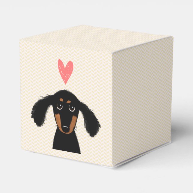 Caixinha De Lembrancinhas Dachshund Cute Puppy com Coração (Verso)